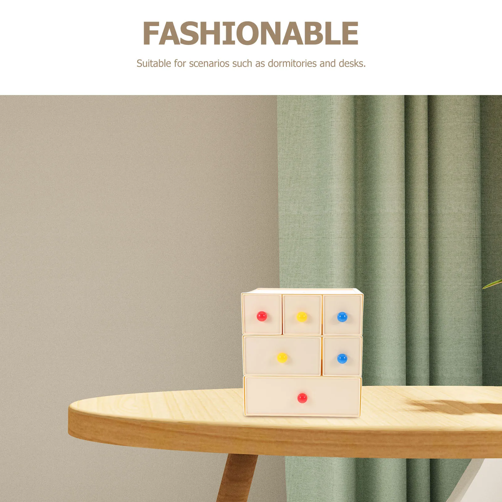 

Desktop Organizer with Drawers Small Organizer Storage Case Multi-Tier Design Makeup Pads Cotton Swabs Holder