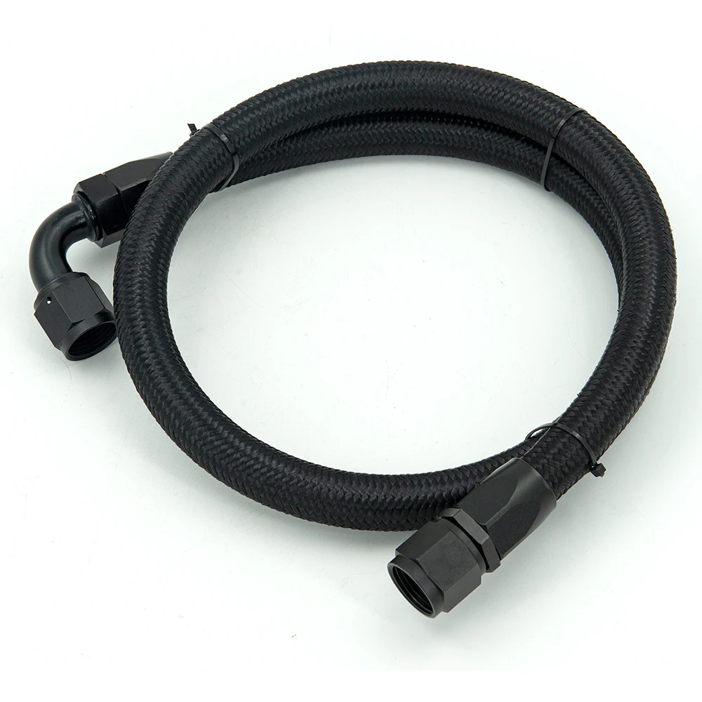 

Universal AN10 1 Meter/1.2 M Nylon Braided Oil Hose Line with 90 Degree 0 Degree Hose End Fitting Installed Burst Pressure 30MPa