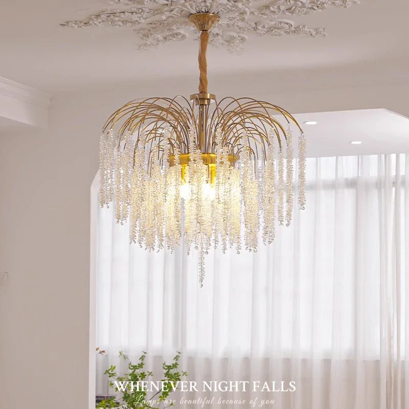 French Romantic Living Room Branch Chandelier Crystal Hanging Pendant Lights Designer Bedroom Dining