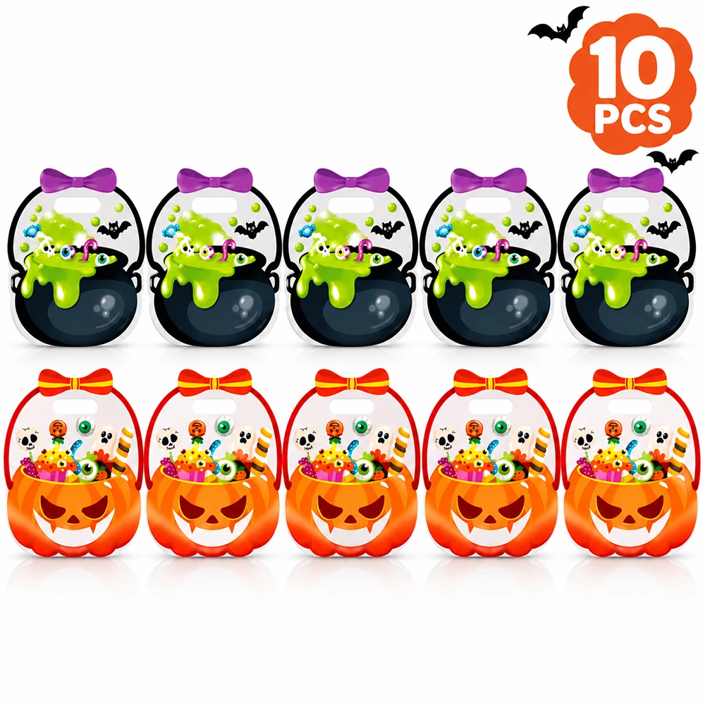 5/10/20 Stück Halloween-Süßigkeitentüten mit Griffen, wiederverschließbare Plastiktüten für „Trick or Treat“, große Geschenktüten für Süßigkeiten. – Detail 9