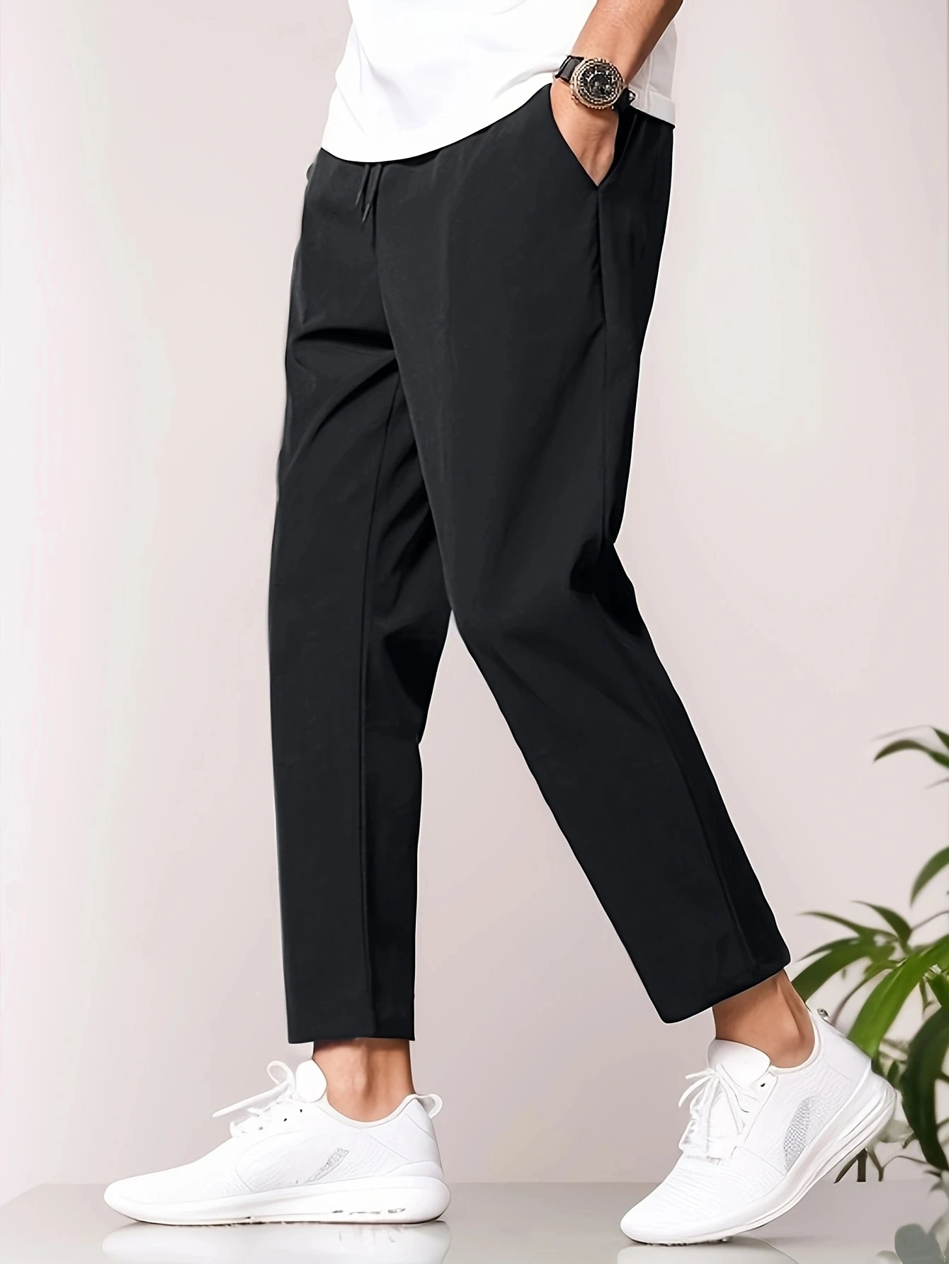 Spring/Summer 2024 New Fashion Solid Color Men's Casual Pants Thin SweatPants Quick Drying Cool Sport Jogger Drawstring Pants