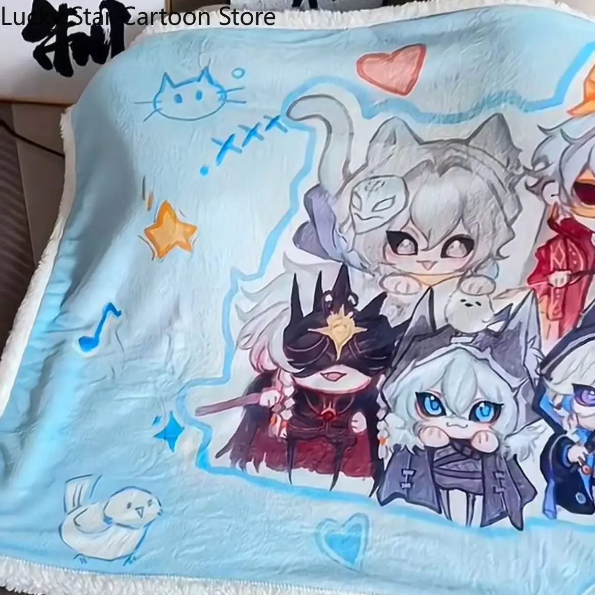 Identidade vithaqua cosplay ar condicionado cobertor outono e inverno quente estudante cochilar sofá cobertor presente de halloween jogo