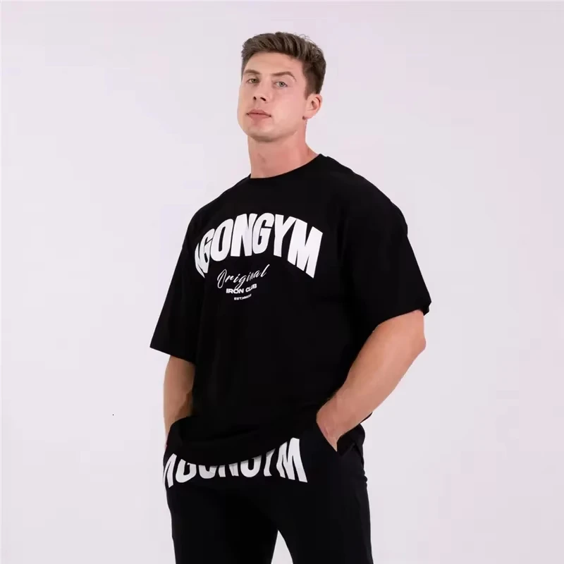 Men's Clean Gym Streetwear T-Shirt, Simple Agongym Inspired Graphic Design, Oversized Crew Neck