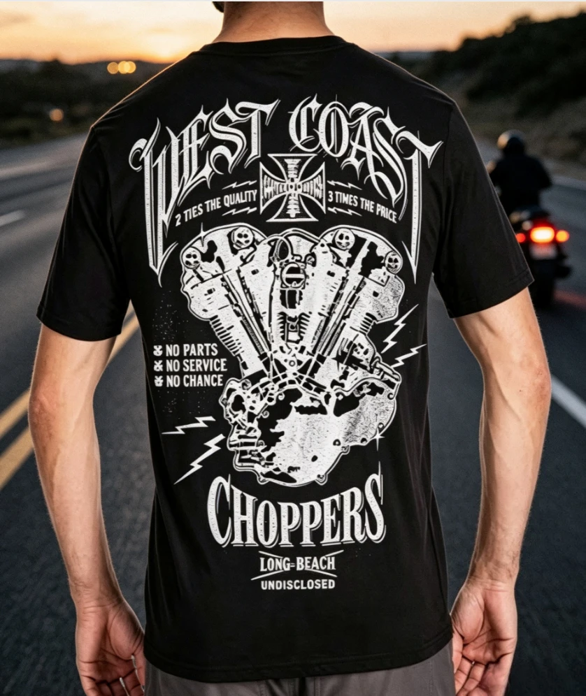 West Coast Choppers Graphic Cotton T‑Shirt Unisex 2026 New Summer Short Sleeve Luxury Casual Vintage Fashion Brand Tee Tops