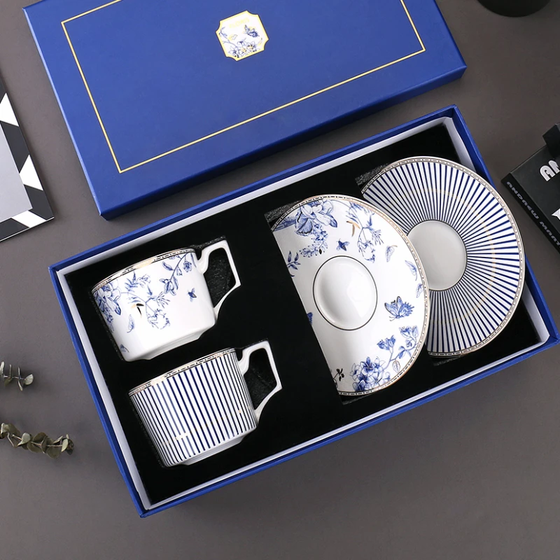 

British Style Premium Ceramic Coffee Cup Luxurious Afternoon Tea Set Bone China Latte Cup Niche Coffee Cup Dish Set Gift Box