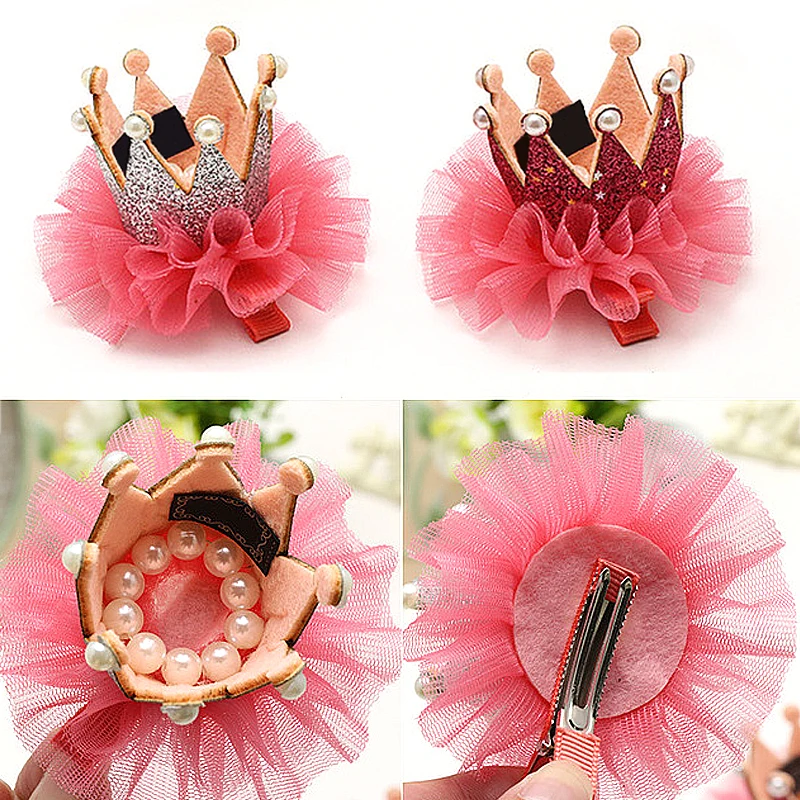 Children Crown Hair Barrette Cute Hair Clips for Girls Fashion Hair Clips Gold Pink Rose Red Crown Baby Girls Hair Accessories