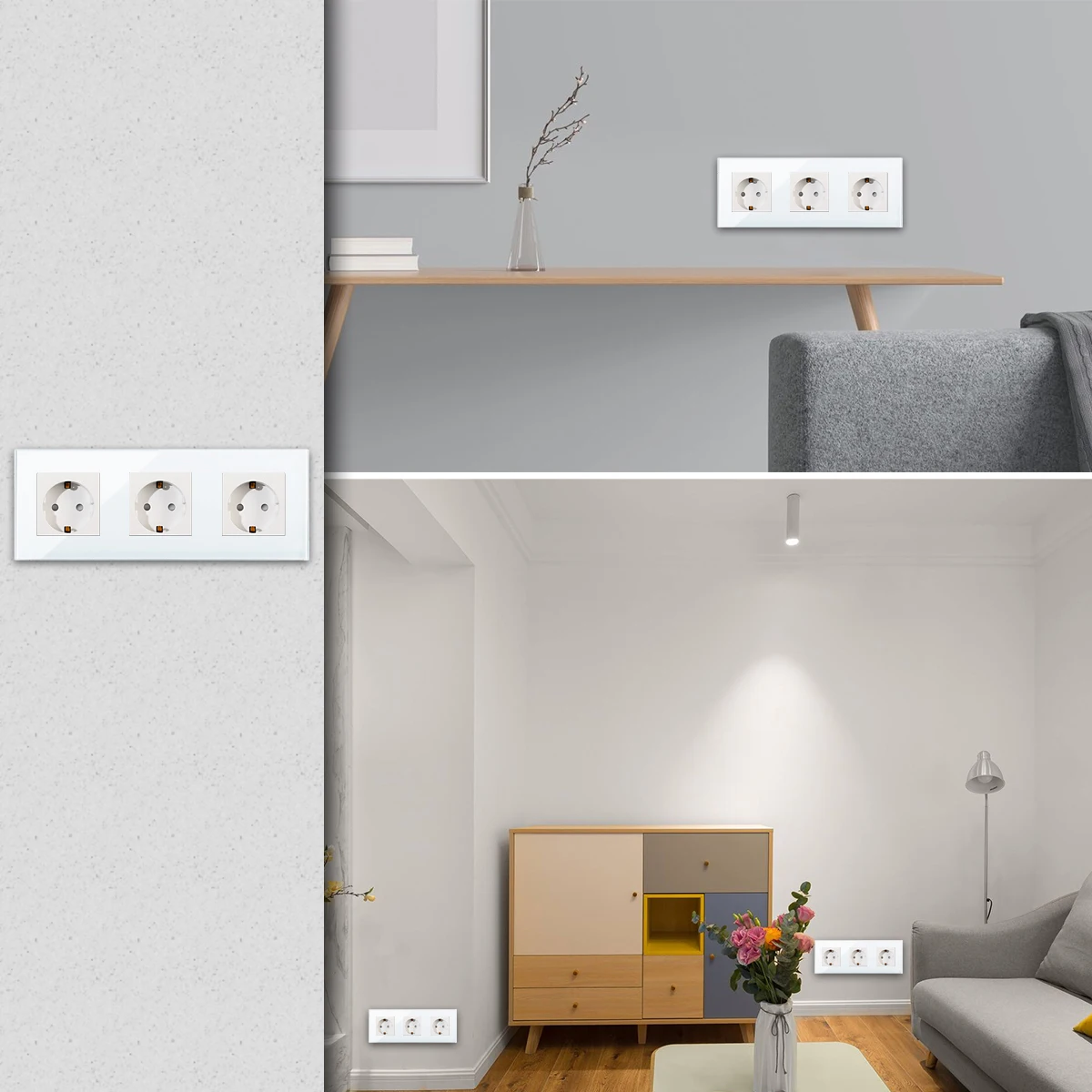 DAJIMEI White CAT6 Rj45 TV Socket Light Touch Switch and Socket Crystal Glass Panel Plug Electrical Outlet for Home Improvemet