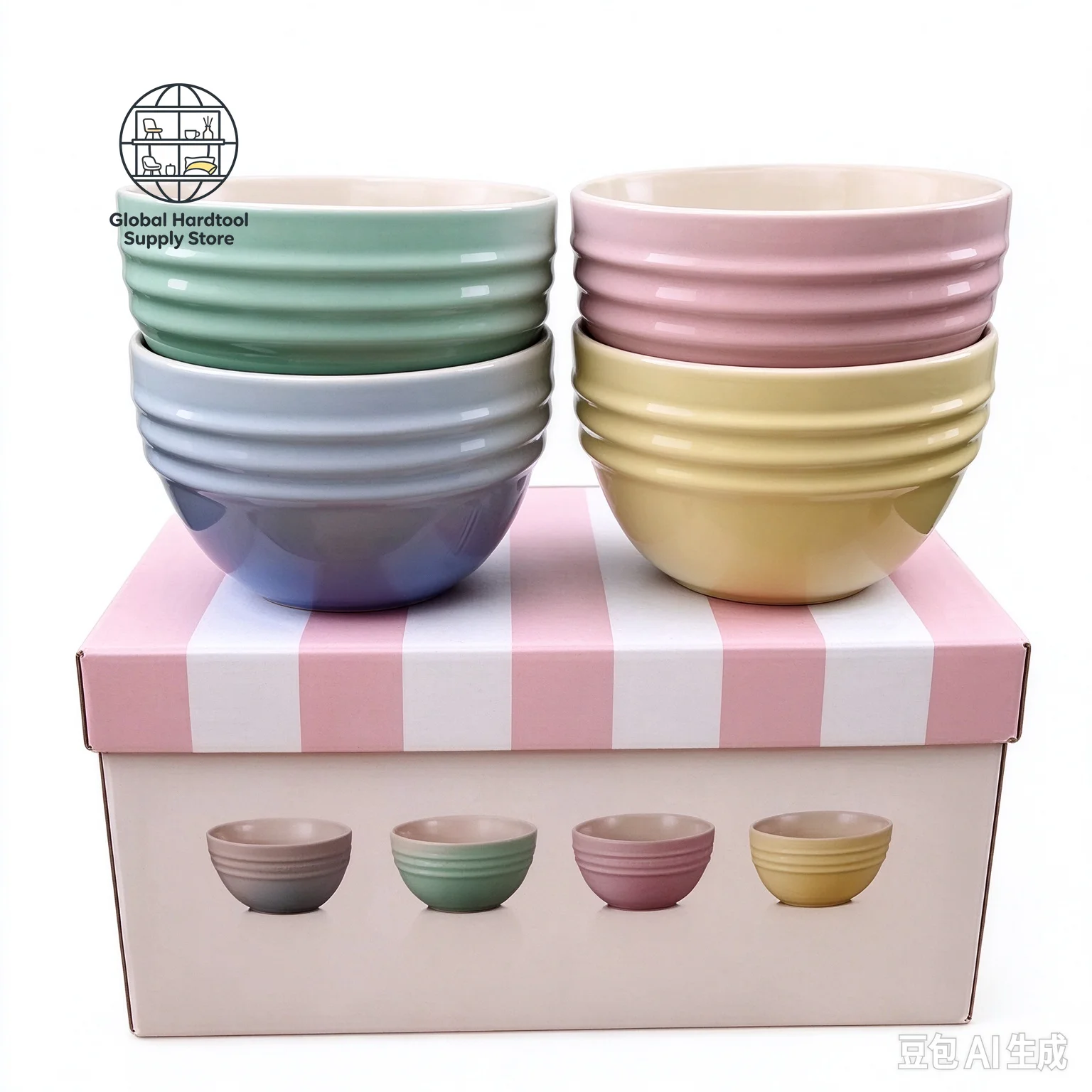 Cool Color Le Creu Small Bowl Multicolor Rice Soup Bowl for Babies Breakfast Children 10cm Diameter Ceramic Dishwasher Safe