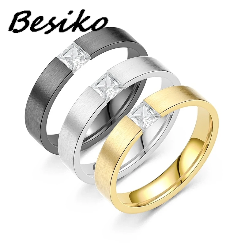 Besiko new Fashion Women Ring Trend with White AAA Crystal Zircon Engagement Design Rings For Women Wedding Jewelry Gifts