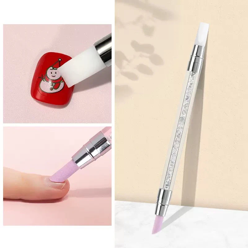 1 Pcs Double End Multi-functional Silicone Nail Pen Quartz Cuticle Nail Polish Stick Grinding Dead Skin Remover For Nail Pen