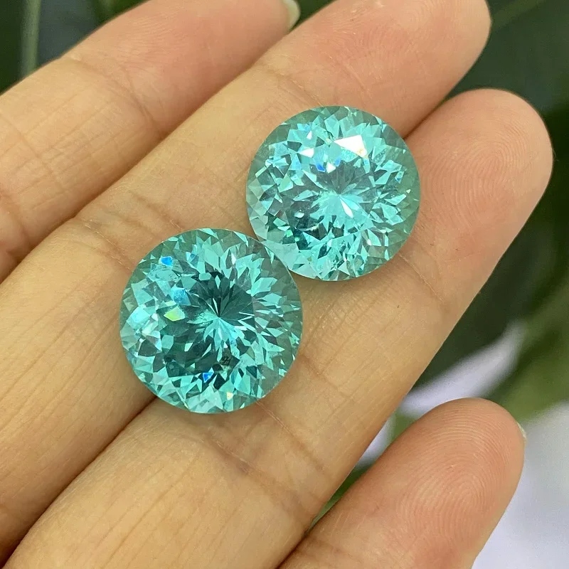 Pirmiana Hand Made Popular Lab Grown Paraiba Sapphire Loose Stone Round Precious Gemstones for Diy Jewelry Making