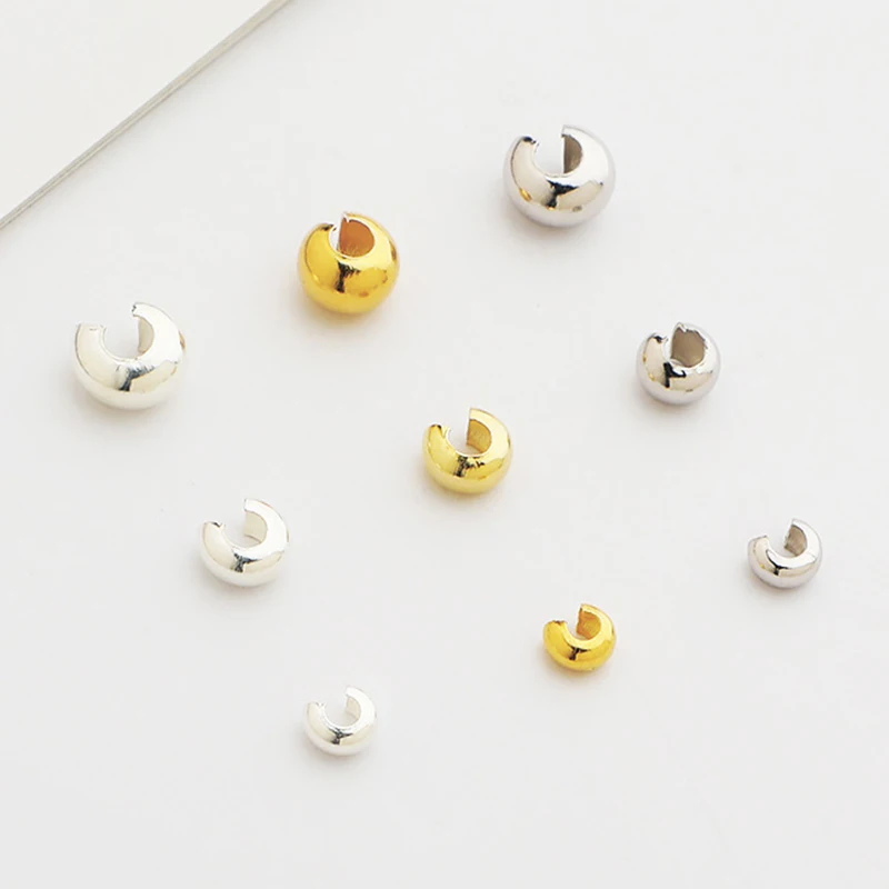 5pcs/Lot 925 Sterling Silver Half Cover Closure Beads 3/4/5mm Bracelets Necklace Open Spacer Beads DIY Jewelry Silver Findings