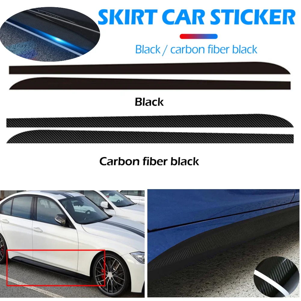 2pcs Car Side Skirt Sill Stripe Stickers Black/Carbon Fiber Black Transfer Glue Decals for BMW 1 3 4 5 6 Series F30 F35 F31