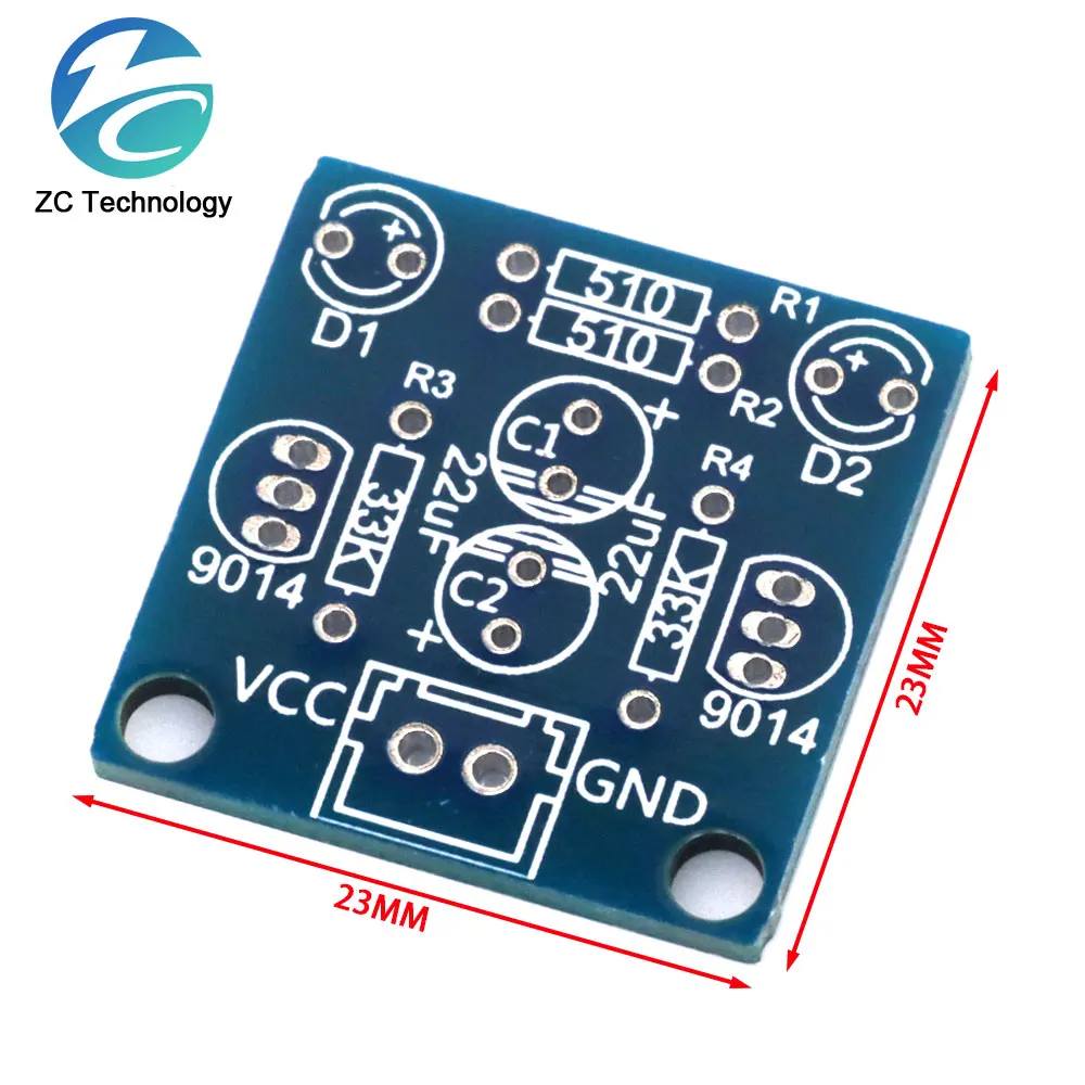 MHT11 Simple 5MM LED Flash DIY Kits DC 3V-14V Circuit Electronics Suite 1.6mm Parts for Arduino Blinking Flashing Kit