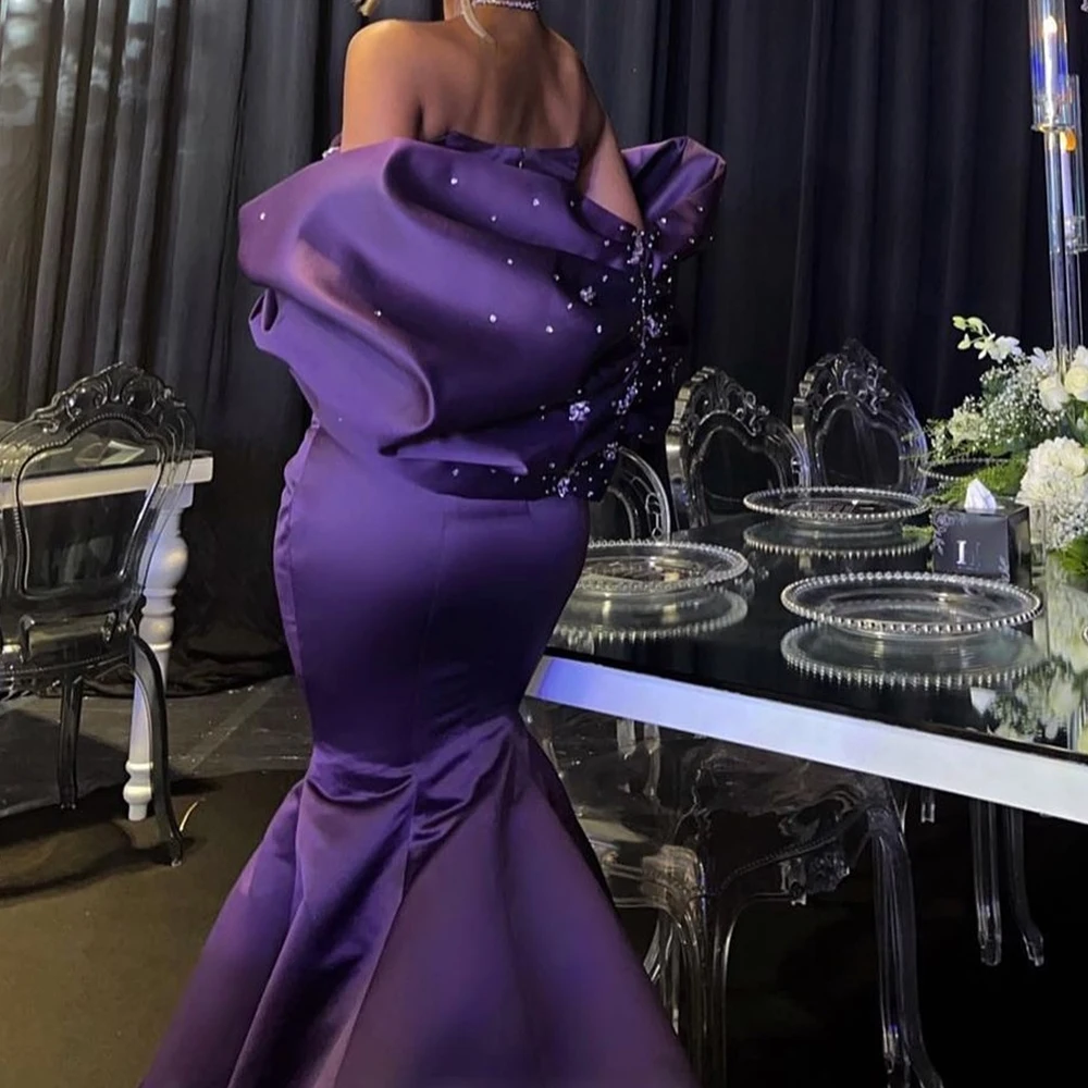 Customized Exquisite Detachable Sleeves Shawl Pleats Crystal Evening Dress Graceful Sweetheart Mermaid Photo Color Party Gown