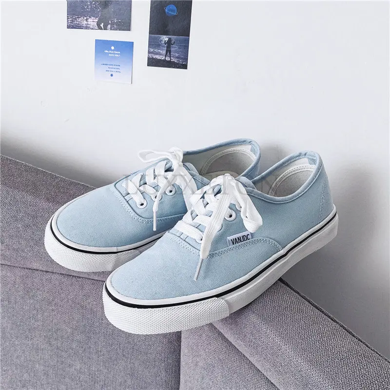 Casual Flats Canvas Sneakers Women Outdoor Solid Color Shallow Sports Shoes Tennis Female Streetwear Lace Up Vulcanize Shoes