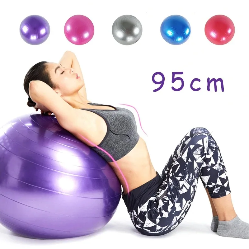 95cm PVC Large Yoga Ball Fitness Balls Thickened Explosion-proof Rehabilitation Exercise Home Gym Pilates Equipment With Pump