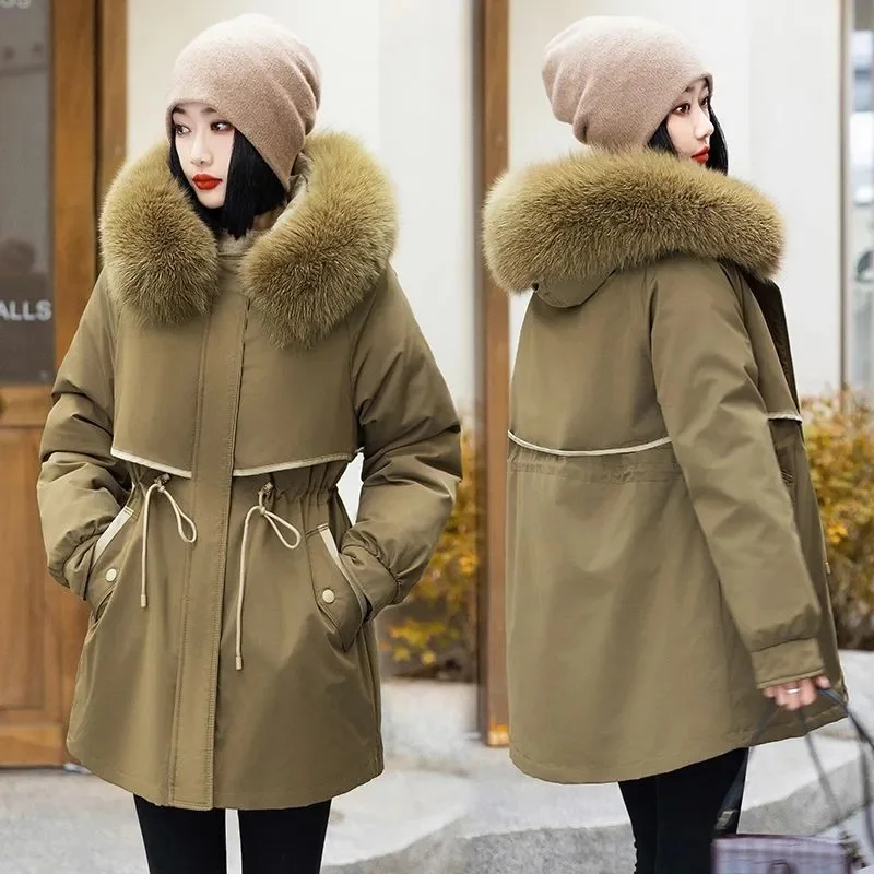 

Pai Overcome Women Winter New Cotton-Padded Jacket Liner Removable Two-Piece Long Parkas Warm Cotton Padded Coat Ladies Outwear