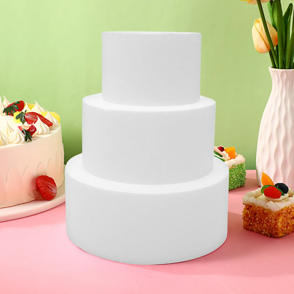 4pcs Foam Cake Dummies DIY Round Cake Model Baking Practice Cake Mold Props Fake Cake Cake Decorating Models