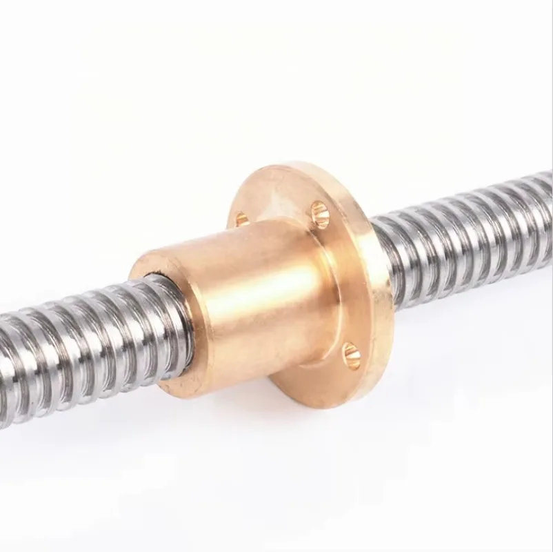 16mm 4mm Pitch TR16*4-1000mm CNC and 3D Printer 304 Stainless Steel Trapezoidal Thread Lead Screw with TR16*4  Flange Brass Nut