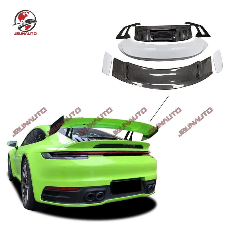 

High Quality For 2022 Porsche Carrera GT3 Style Dry Carbon Fiber Racing Rear Spoiler For 911 992 Rear Trunk Wing Kit