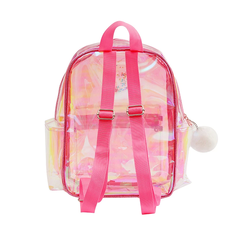 Sac à dos transparent en PVC étanche pour filles, sac d\'école, sac à dos d\'extérieur décontracté, sac de voyage mignon pour enfants, mode de style