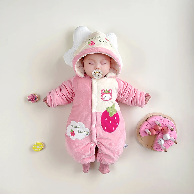 

Cute Bunny Winter Thicken Baby Boys Girls Romper Onesie Newborn Kawaii Bodysuit Soft Warm Baby Ropa Bebe Hooded Onesie Apparel