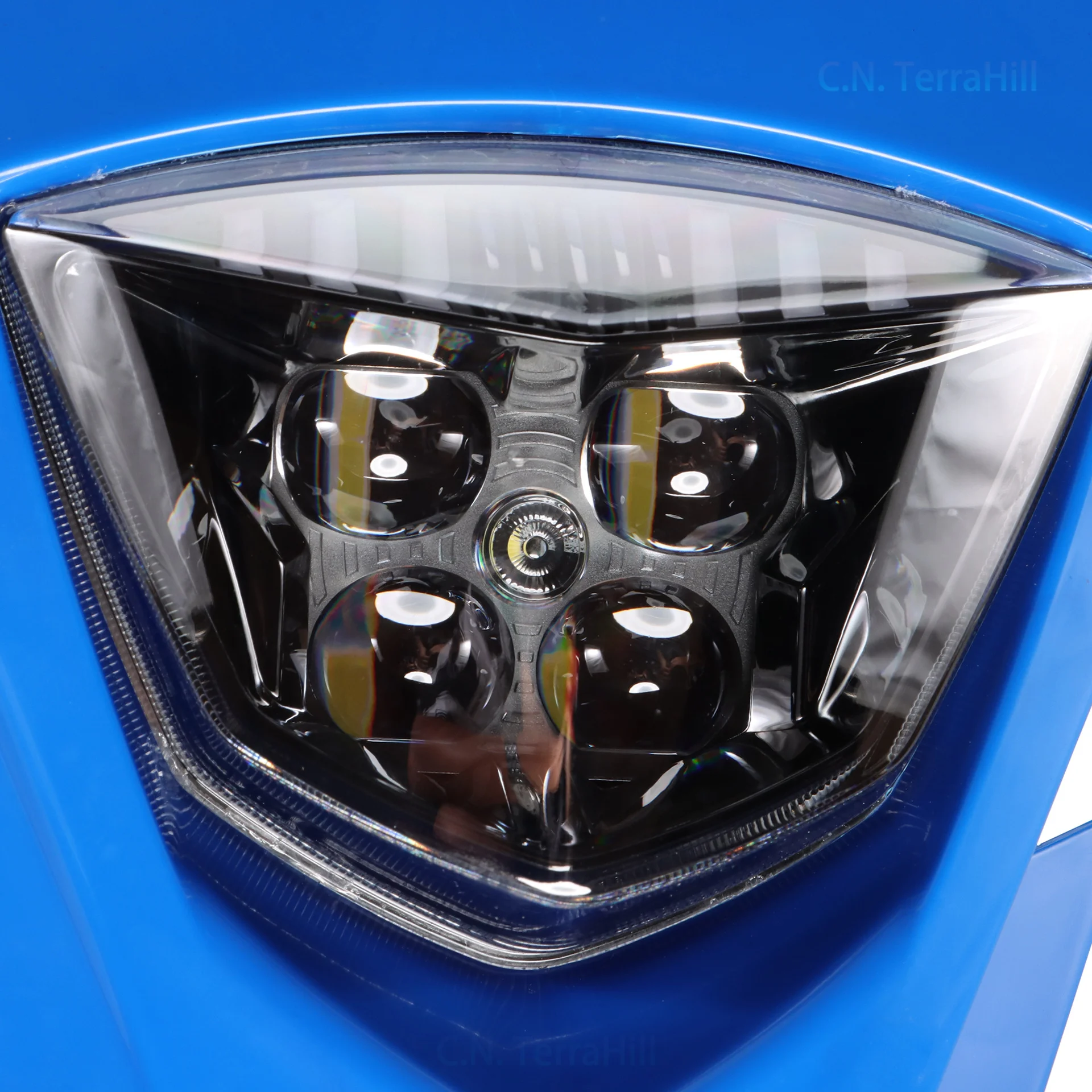 Motorcycle Headlight, Off-Road LED Universal Front Light, Blue, High Beam Lamp for Dirt Bike ATV