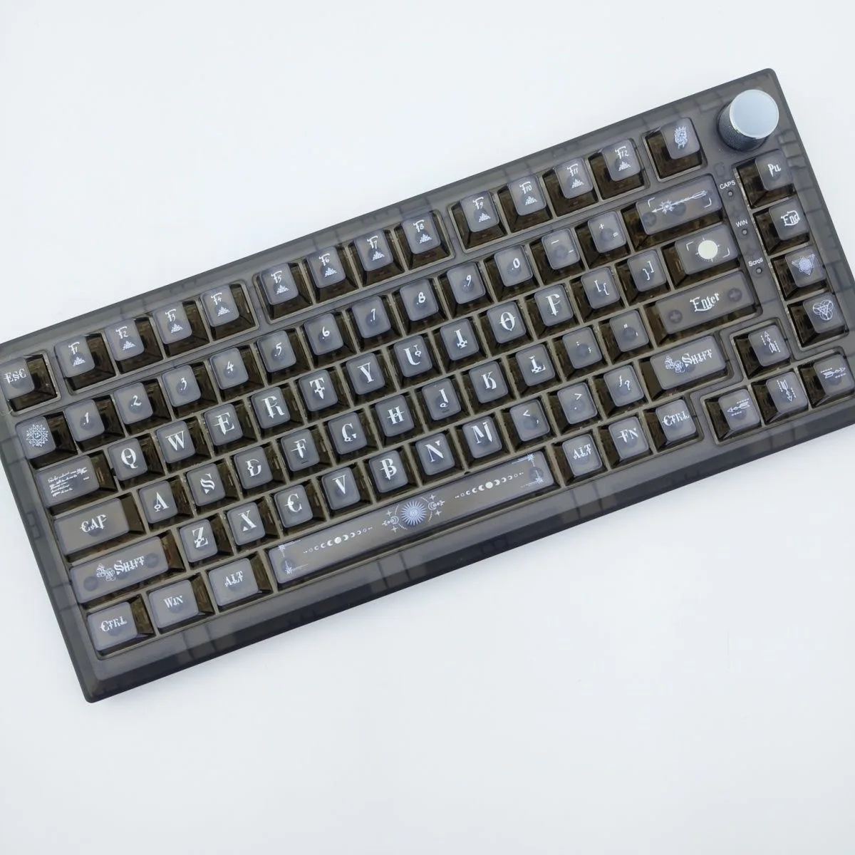 Translucent Black Gothic Keycaps Cherry Profile 115 Keys PBT Dye‑Sub Dark Mysterious Custom Keycap Set for Mechanical Keyboard