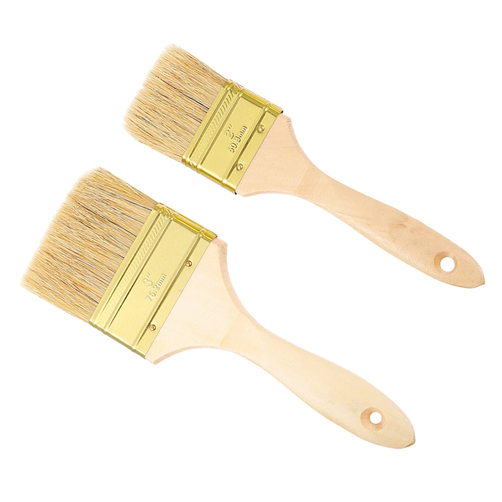 

2 шт., набор кистей для рисования с плоской щетиной, прочная удобная ручка для трафаретов, масляная акриловая краска с деревянной ручкой