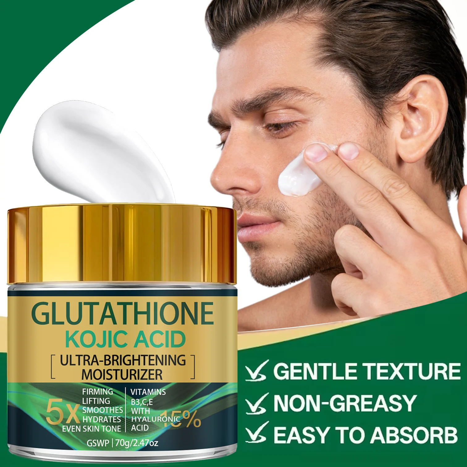 GSWP Glutathione Kojic Acid Moisturizer cream，Day and Night Firming Cream，Lifts and Tightens Skin，Deeply moisturizing.70g/140g