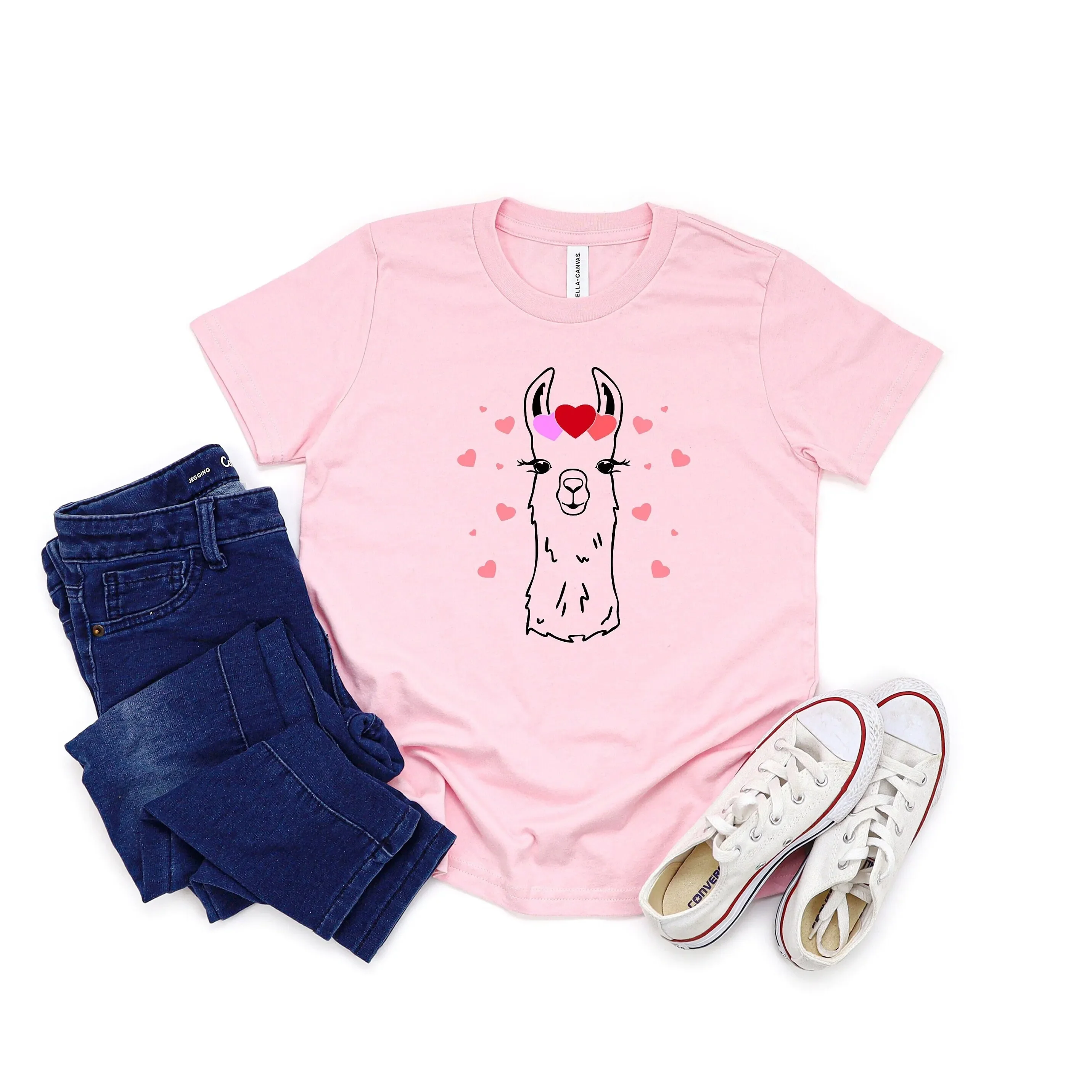 Llama Valentines Day T Shirt Valentine Lover Animal Crewneck Love