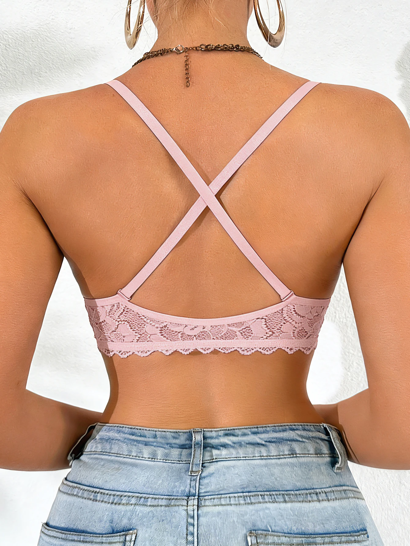 Butterfly Back Damen Spitzen-BH Sexy Vorderverschluss Push-Up BH Mehrweg-Träger Dessous – Detail 24