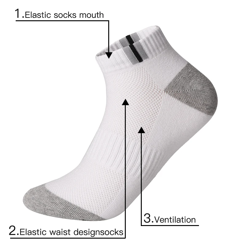 3 Pairs Cotton Sport Socks Men\'s Compression Foot Guard Fashion Ankle Sock Shallow Mouth Absorb Sweat Short Cyling Running