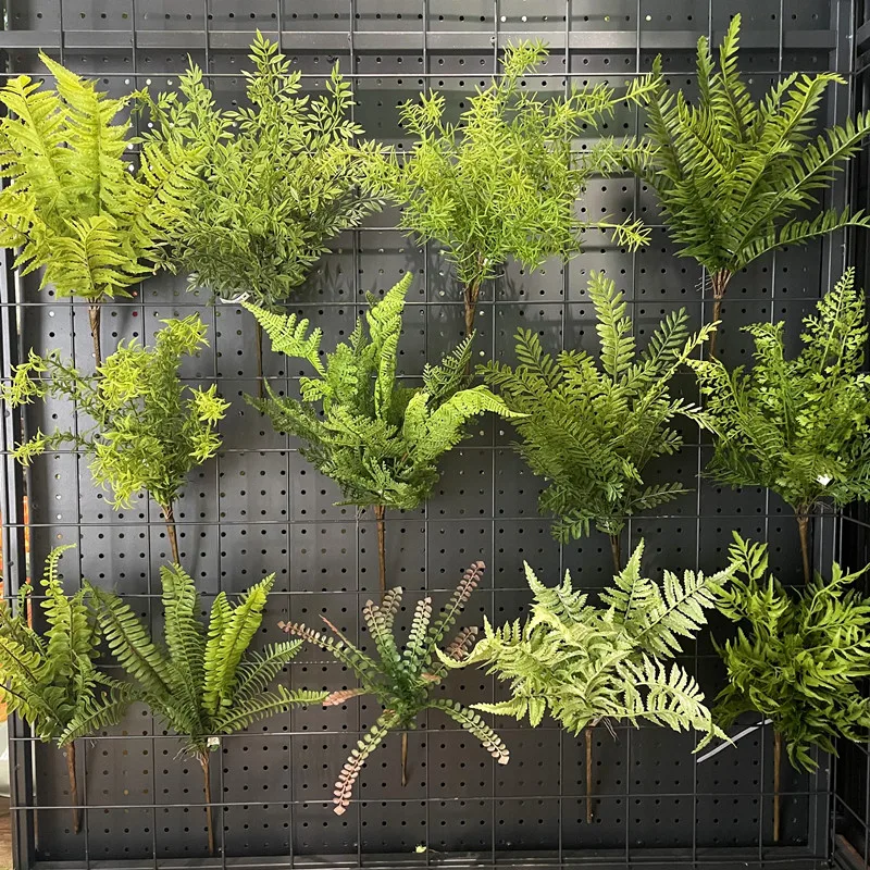 1pcs Artificial Plant Green Persian Fern Leaves Room Decor Fake Plant Plastic Leaf Grass Home Wedding Party Wall Decoration