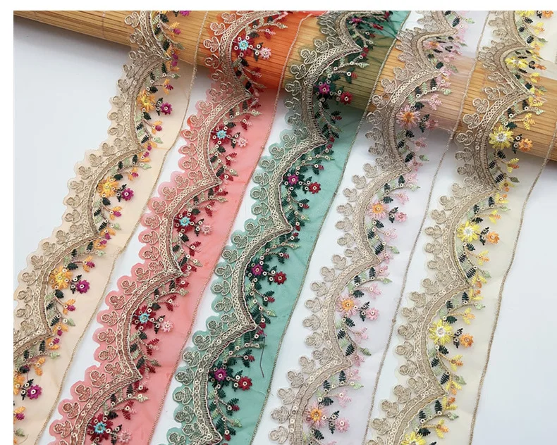 

10 Yards 7cm wide Sequins Embroidery Lace Trim