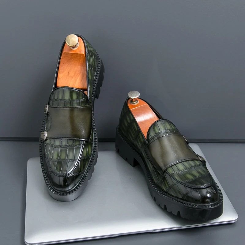 

Мужские кожаные туфли на толстой подошве. Дизайнерская классическая повседневная обувь для вечеринок или парикмахеров. Уличная уличная обувь 38-46. Большие размеры.