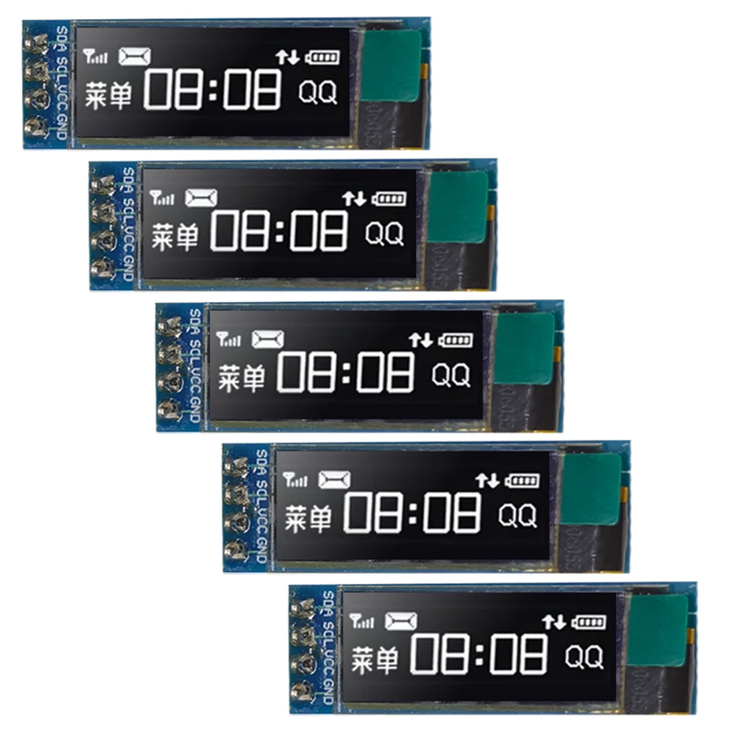 

0,91-дюймовый модуль OLED-дисплея 128*32 128x32 пикселей экран 4-контактный IIC I2C белый маленький oled-панель дисплея SSD1306 Micro OLED 5 шт.