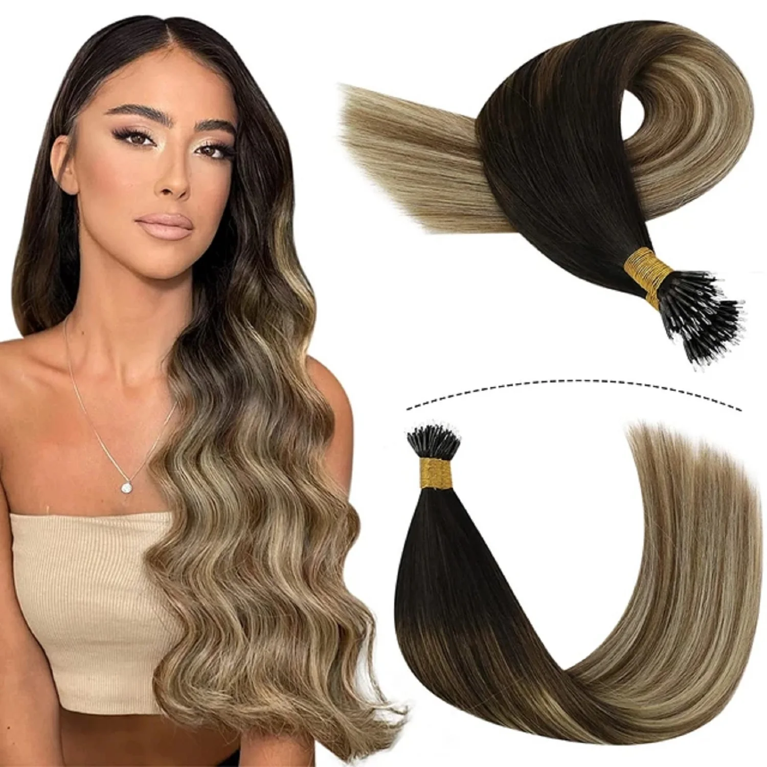 YoungSee Nano Hair Extensions 100% Human Hair Silky Straight High Quality Hair 14-24inches 50-100G For Thinning Hair