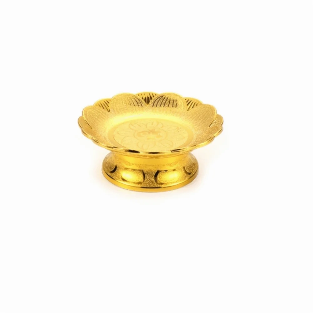 New Vintage Golden Lotus Tray Household Ornament Offering Plate Classic Decorative Fruit Tray Home Decoration