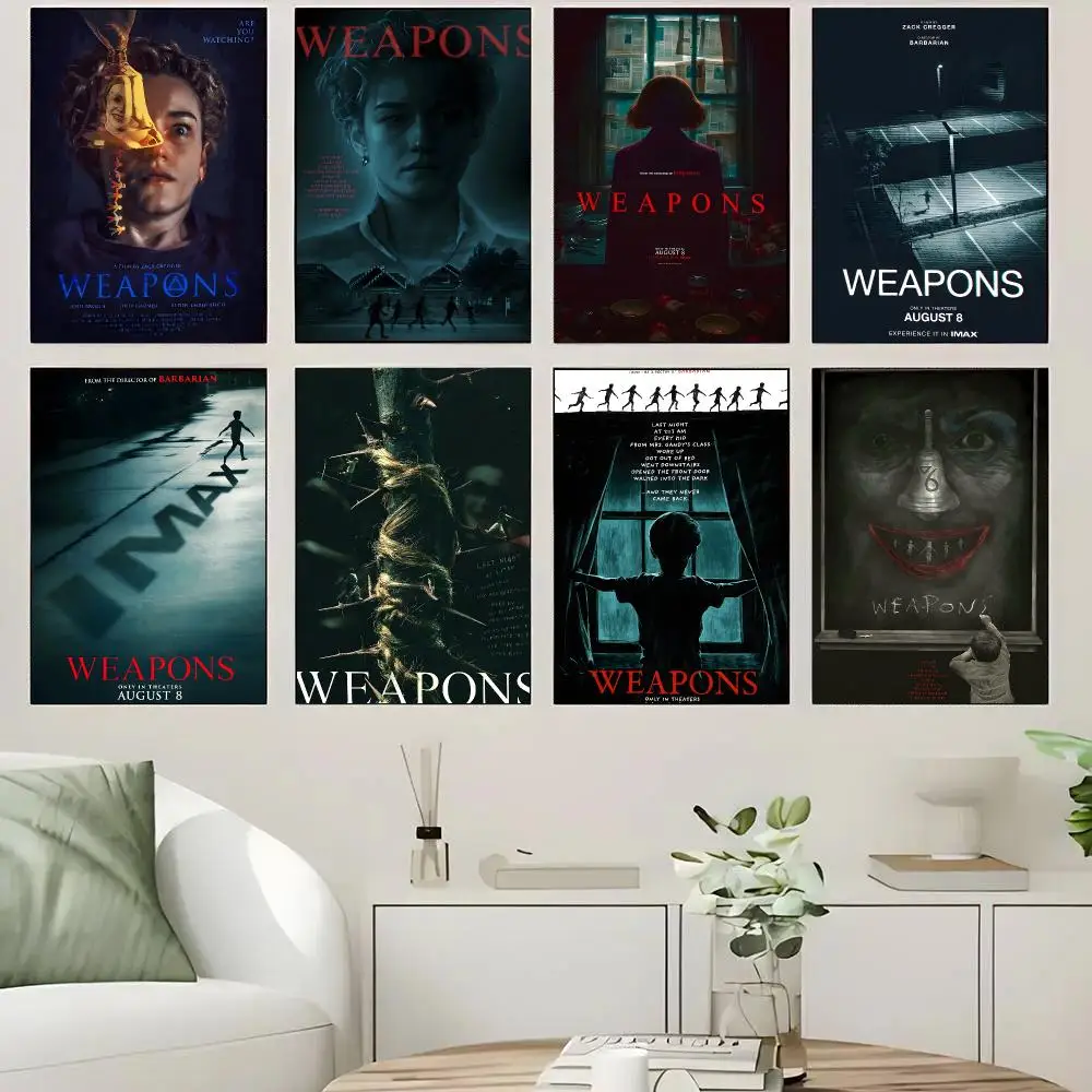 Weapons Movie Horror Poster Self-adhesive Advanced Aesthetic Printing Paper Wall Art for Living Room Home Decor