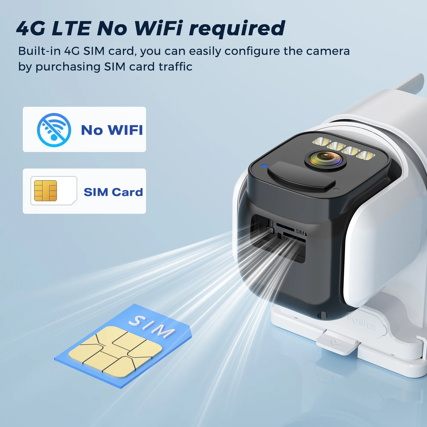 4G LTE Cellular Solar Wireless Outdoor Camera, 2-Channel Audio, 320° Viewing Angle, HD Color Night Vision Outdoor Camera