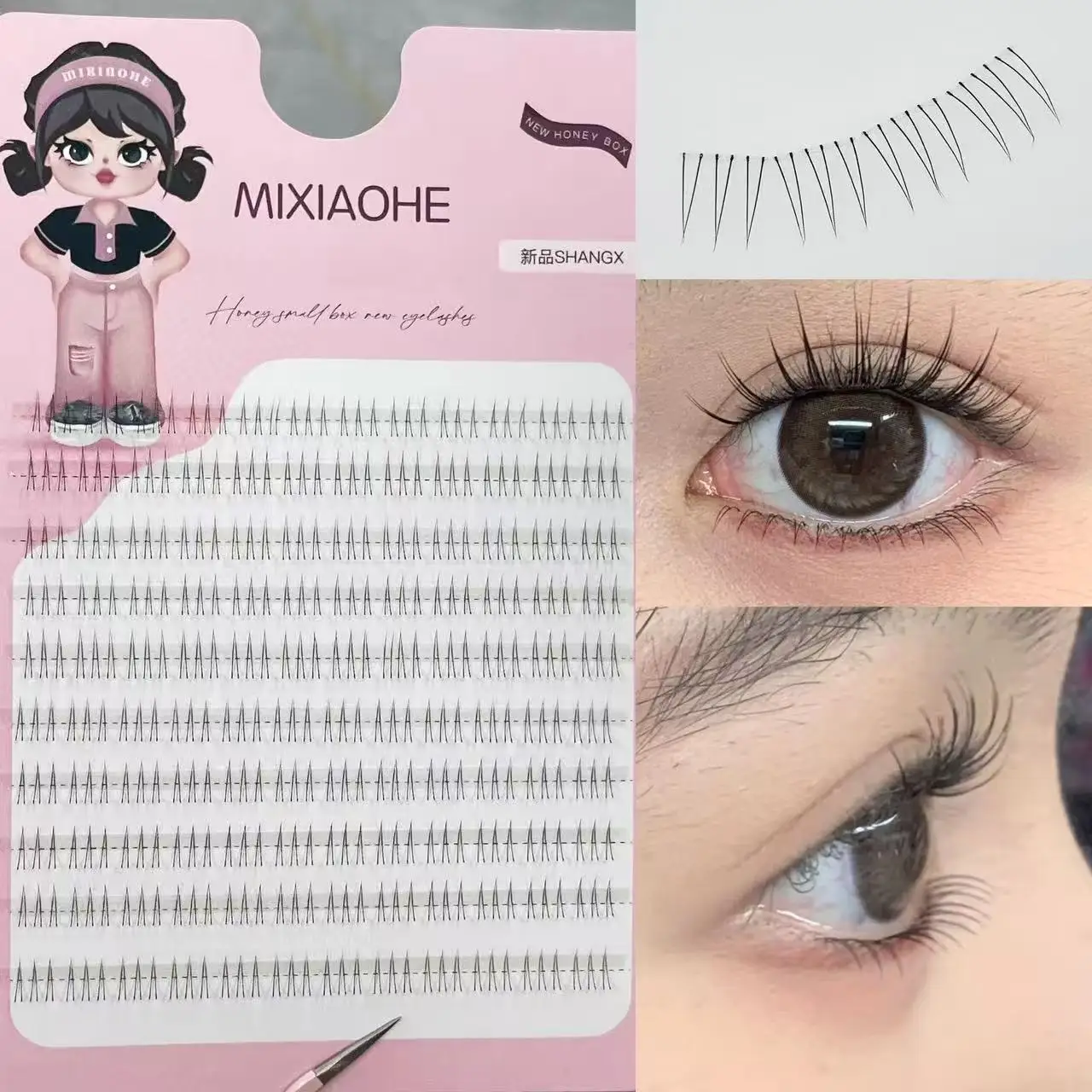 Mixiaohe Sunflower Lower Lash 36/120Clusters Clear Thin Band Fine Wispy Strands Natural Daily Soft Eye Look 6mm