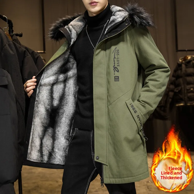 

Мужская парка, пальто Thiened Fce, теплая зимняя куртка с капюшоном, хлопковая одежда, молодежная модная одежда из полиэфирного волокна, свободная посадка