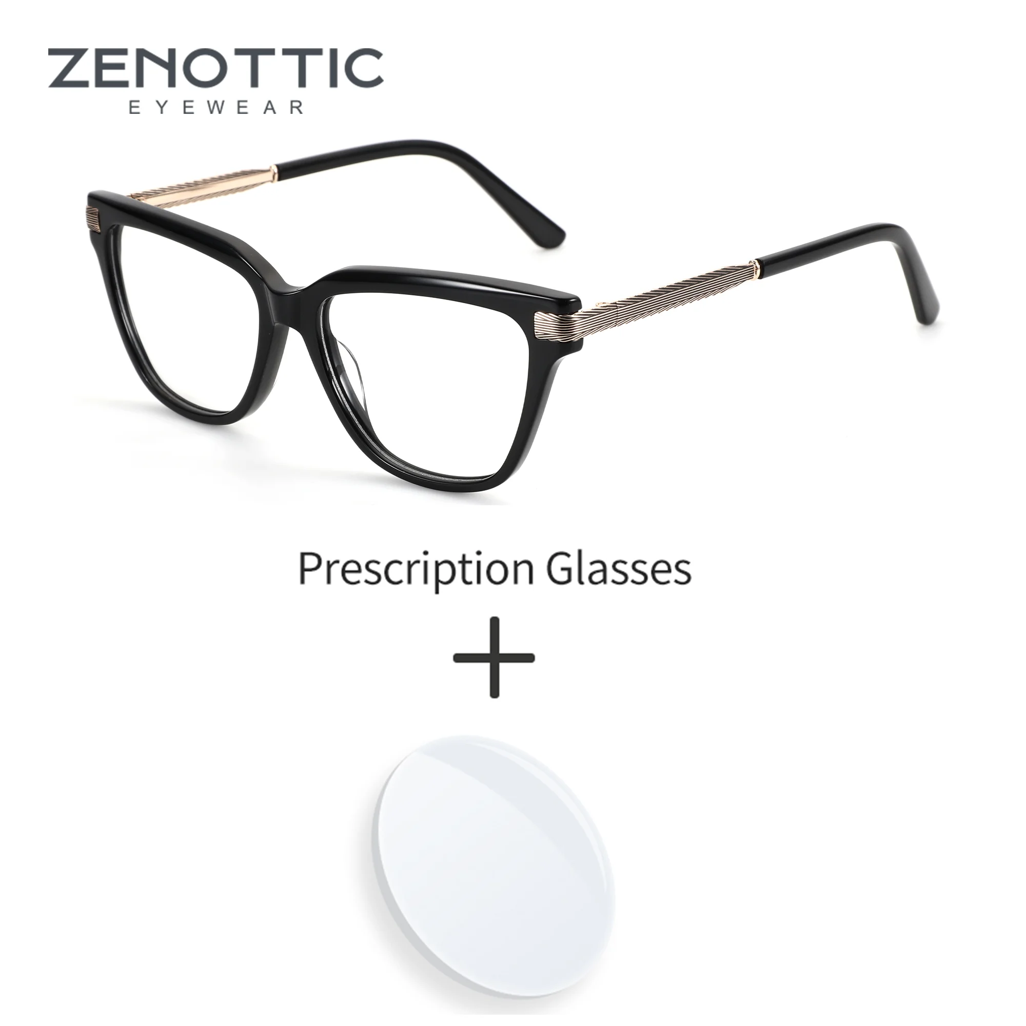 ZENOTTIC Trendy Acetate Square Prescription Glasses Woman Optical Eyeglasses for Butterfly Anti Blue Light Photochromic Eyewear