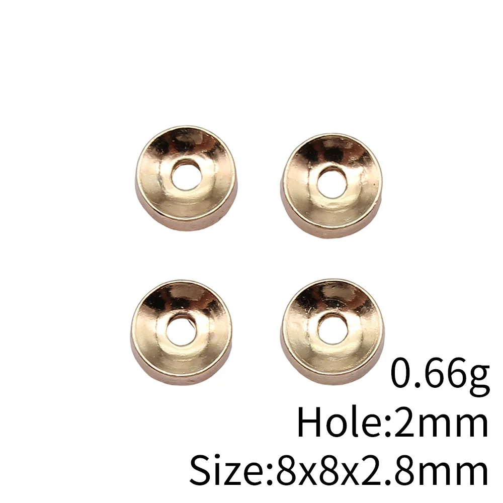 WYSIWYG 100pcs Rhodium Color & KC Gold Color 4x4x2mm/6x6x2.7mm/8x8x2.8mm Round Small Hole Beads Spacer Beads For Jewelry Making