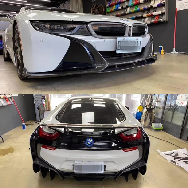 

For BMW i8 2014-2020 Real Carbon Fiber Bumper Front Lip Spoiler Rear Diffuser Side Skirt Body Kit Auto Modification Parts