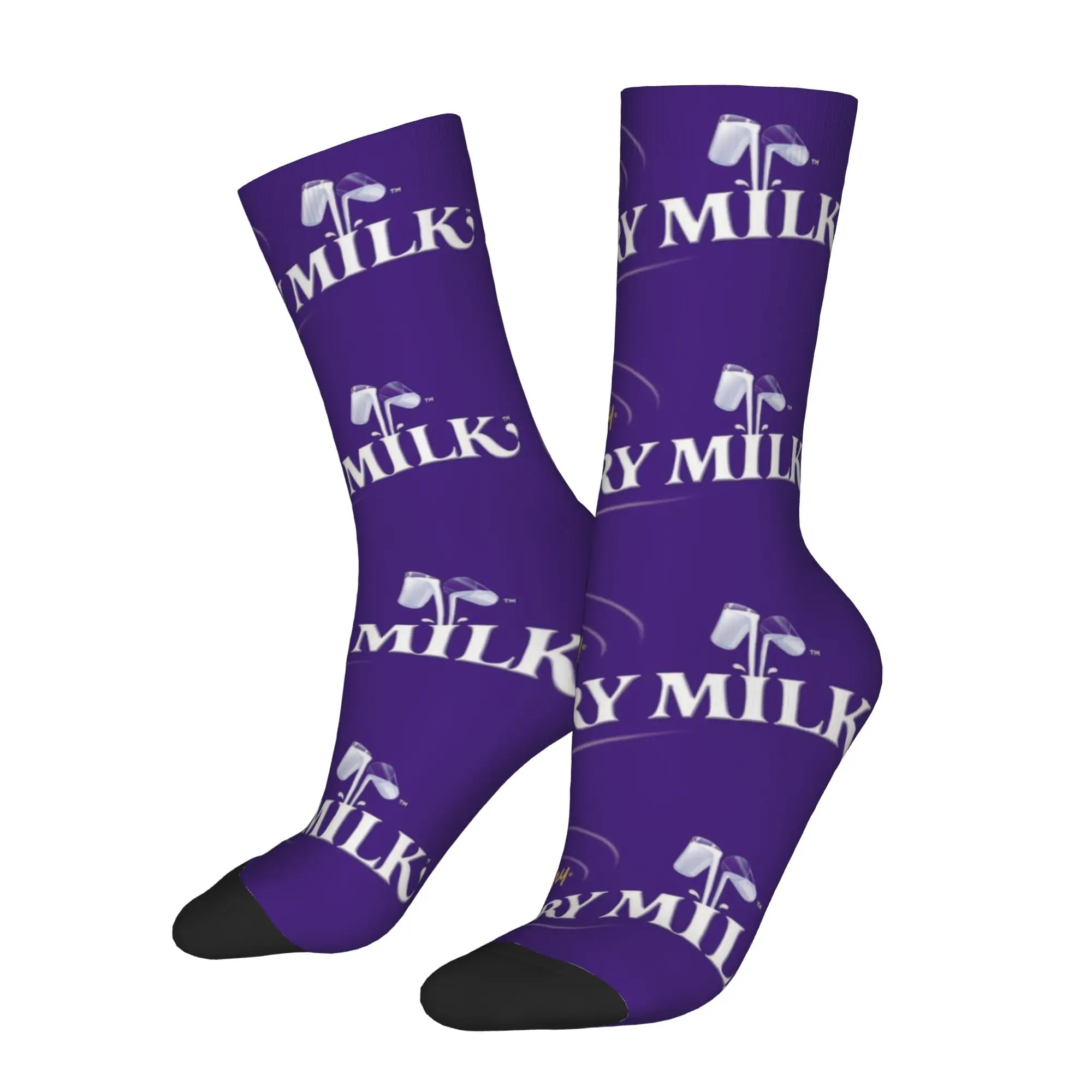 1 Pair Funny Sock Cadbury Purple Rock Seamless Pattern Printed Men Crew Socks Casual Men's Socks