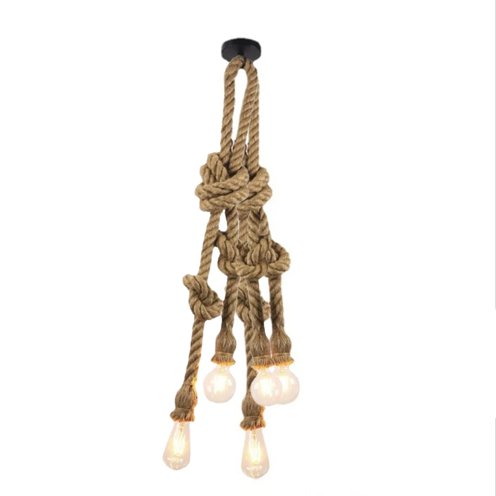 Lamp Twine Chandelier None E27 Earth Yellow Hand Woven Hemp Rope IP20 Industrial LED Retro Screw Fixing Brand New