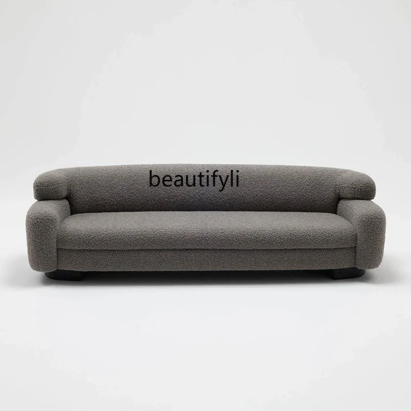

Sili Style Straight Row Fabric Sofa Nordic Simple Living Room Light Luxury Three-Seat Lambswool